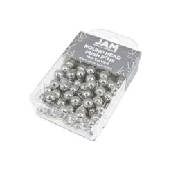 JAM Paper Colored Map Thumb Tacks Silver Round Head Push Pins 2 Packs Of 100 22432214A