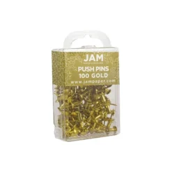 JAM Paper Colored Pushpins Gold Push Pins 2 Packs Of 100 222419051A
