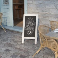 Emma And Oliver Rustic Vintage Double-Sided Folding Magnetic Chalkboard With 8 Chalk Markers, 10 Chalkboard Stencils, Eraser And 2 Rustic Magnets