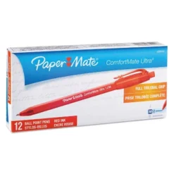 Paper Mate ComfortMate Ultra RT Ballpoint Retractable Pen Red Ink Medium Dozen 6320187