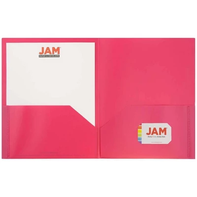 JAM 6pk POP 2 Pocket School Presentation Plastic Folders Pink - Image 2