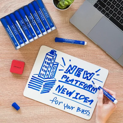 Arteza Dry Erase Markers, Chisel Tip, Blue For School - 36 Pack - Image 2