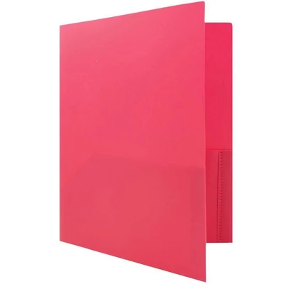 JAM 6pk POP 2 Pocket School Presentation Plastic Folders Pink - Image 3