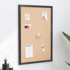 Merrick Lane Cork Display Board With Wooden Frame And Push Pins