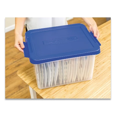 Bankers Box Heavy Duty Plastic File Storage Locking Lid Letter/Legal Clear/Blue 2/Pack 0086202 - Image 4