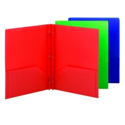 Smead Poly Two-Pocket Folder With Tang Style Fasteners, Letter Size, Assorted Colors, 6 Per Pack (87745)
