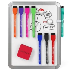 Arteza Premium Set Of 2 Framed White Magnetic Dry Erase Lapboards (8.5"x11"), 16 Markers With Cap Erasers, And Magnets