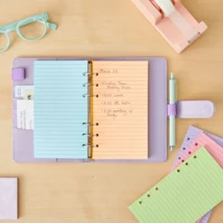 Paper Junkie 6 Pack Colored A6 Refill Paper For 6-Ring Binder, Journal, Planner, Loose Leaf Colored Lined Paper Inserts (240 Sheets/480 Pages)