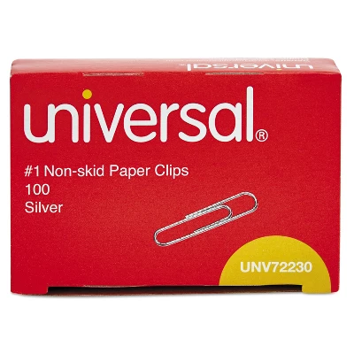 Universal Nonskid Paper Clips Wire No. 1 Silver 1000/Pack 72230