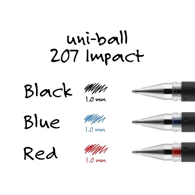 Uni-ball 207 Impact Roller Ball Stick Gel Pen Blue Ink Bold 65801 - Image 6