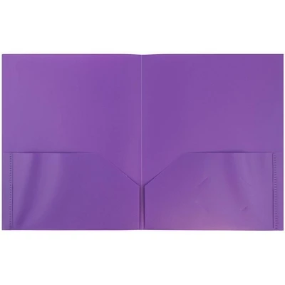 JAM 6pk POP 2 Pocket School Presentation Plastic Folders Purple