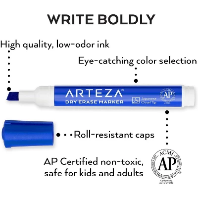 Arteza Dry Erase Markers, Chisel Tip, Blue For School - 36 Pack - Image 3