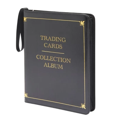 Bright Creations 9 Pocket Trading Card Binder With Removable Sleeves, Holds Up To 360 Cards, 14 X 11 In, Black & Gold Faux Leather - Image 6