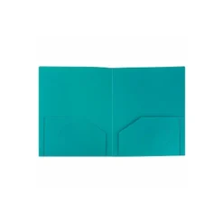 JAM Paper Heavy Duty Plastic Two-Pocket School Folders Teal Blue 108/Pack OX57401B