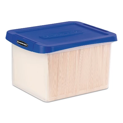 Bankers Box Heavy Duty Plastic File Storage Locking Lid Letter/Legal Clear/Blue 2/Pack 0086202 - Image 2