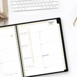 Day Designer 2024 Planner 8.5"x11" Weekly/Monthly Faux Leather Black