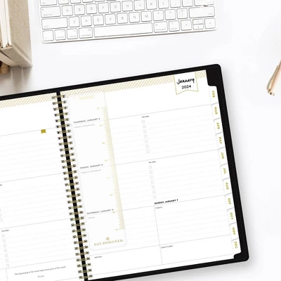 Day Designer 2024 Planner 8.5"x11" Weekly/Monthly Faux Leather Black