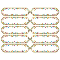 Ashley Productions Magnetic Die-Cut Large Nameplates & Labels, Confetti, 10 Per Pack, 6 Packs