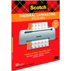 Scotch Thermal Laminating Pouch, 8-9/10 X 11-2/5 Inches, 3 Mil Thick, Pack Of 50