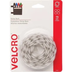 VELCRO® Velcro Sticky-Back Hook And Loop Dot Fasteners 5/8 Inch White 75/Pack 90090
